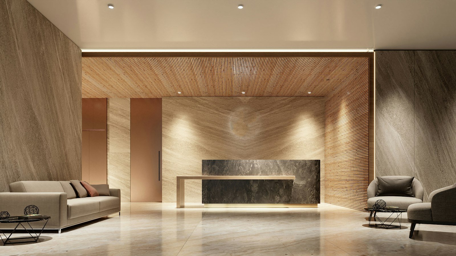 A modern clinic reception and waiting area